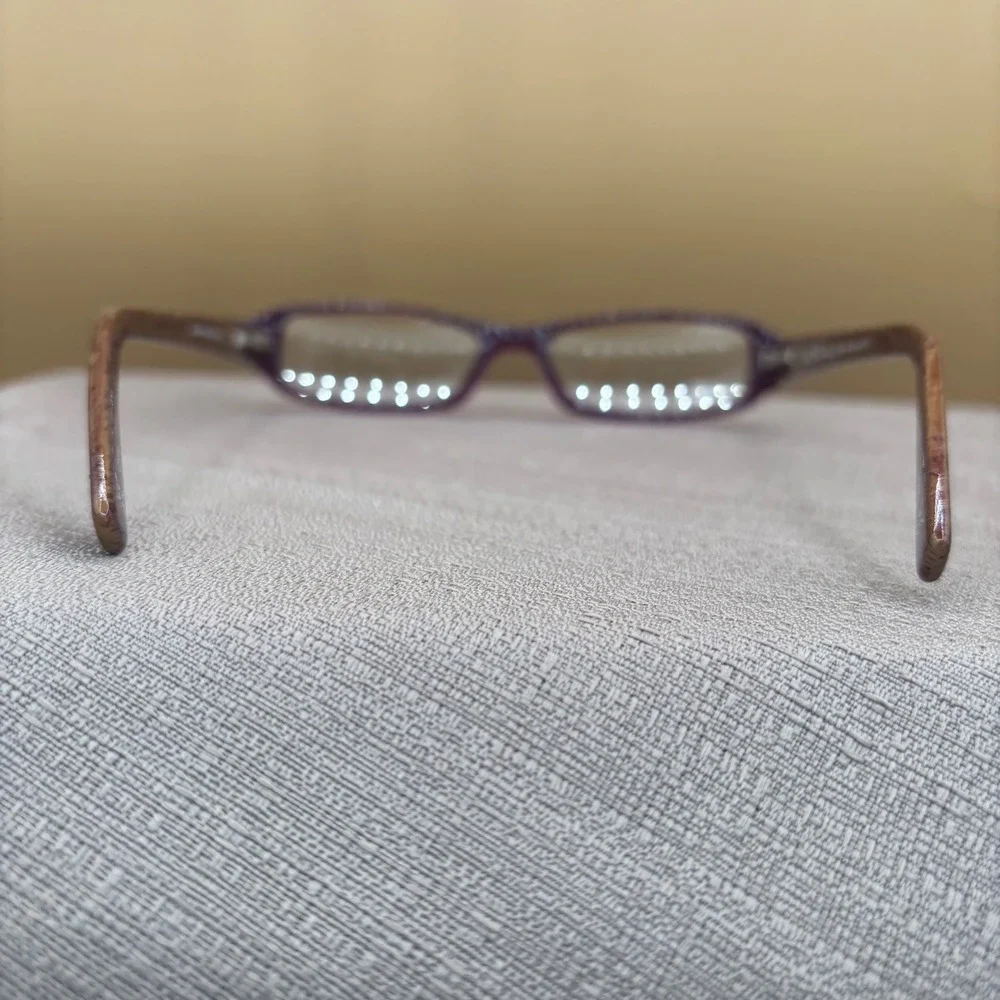 Nicole Miller Ooh La La Grape Purple Rectangular Eyeglass Frames Faux Wood 49-18